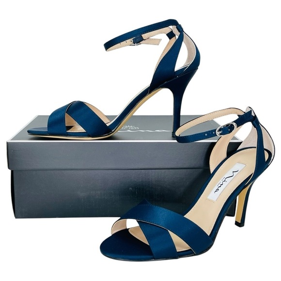 Nina Venus Navy Satin Womens Heels Size 6M - Picture 12 of 12